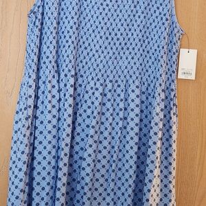 Blue Patterned Sleeveless Dress